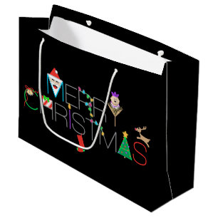 Merry Kersttypografie Groot Cadeauzakje