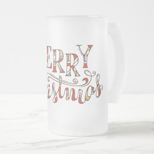 Merry Kersttypografie Matglas Bierpul (Voorkant rechts)