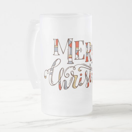 Merry Kersttypografie Matglas Bierpul (Voorkant links)