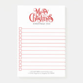 Merry kersttypografie-ontwerp post-it® notes (Voorkant)