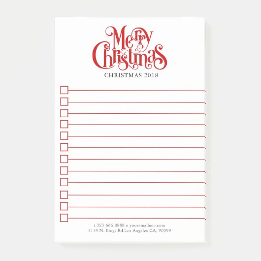 Merry kersttypografie-ontwerp post-it® notes (Voorkant)