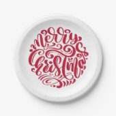 Merry Kersttypografie Papieren Bordje (Voorkant)