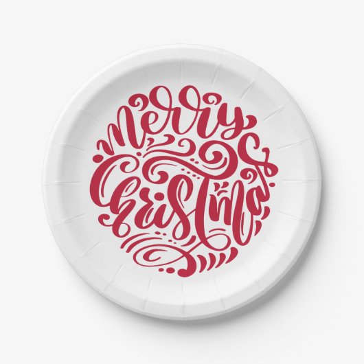 Merry Kersttypografie Papieren Bordje (Voorkant)