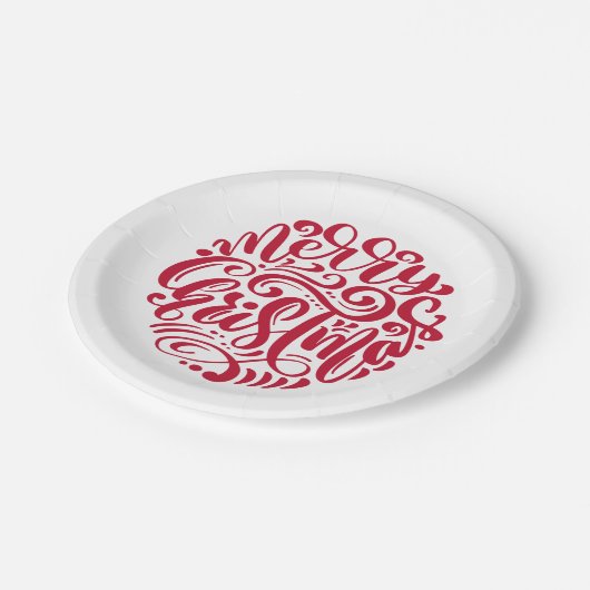 Merry Kersttypografie Papieren Bordje (Gekanteld)