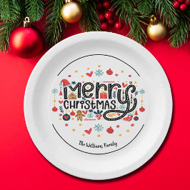 Merry Kersttypografie Papieren Bordje