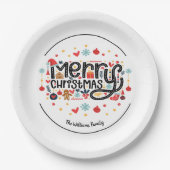 Merry Kersttypografie Papieren Bordje (Voorkant)