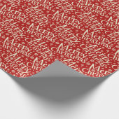 Merry Kersttypografie Red Cream Pattern Cadeaupapier (Hoek)