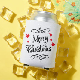 Merry KerstTypografie Red White Blikjeskoeler