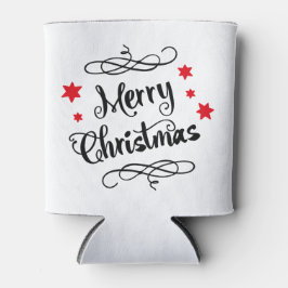 Merry KerstTypografie Red White Blikjeskoeler