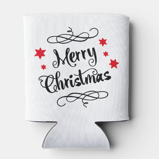 Merry KerstTypografie Red White Blikjeskoeler (Achterkant)