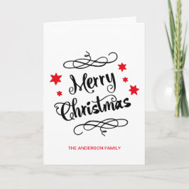 Merry KerstTypografie Red White Feestdagen Kaart