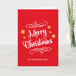 Merry KerstTypografie Red White Feestdagen Kaart