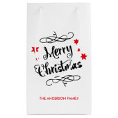 Merry KerstTypografie Red White Klein Cadeauzakje (Achterkant)