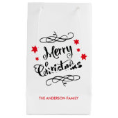 Merry KerstTypografie Red White Klein Cadeauzakje (Voorkant)