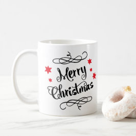 Merry KerstTypografie Red White Koffiemok