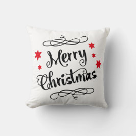 Merry KerstTypografie Red White Kussen