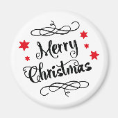 Merry KerstTypografie Red White Magneet (Voorkant)