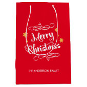 Merry KerstTypografie Red White Medium Cadeauzakje (Voorkant)