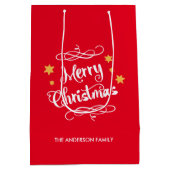 Merry KerstTypografie Red White Medium Cadeauzakje (Achterkant)