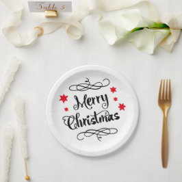 Merry KerstTypografie Red White Papieren Bordje