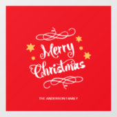 Merry KerstTypografie Red White Raamsticker (Vel)