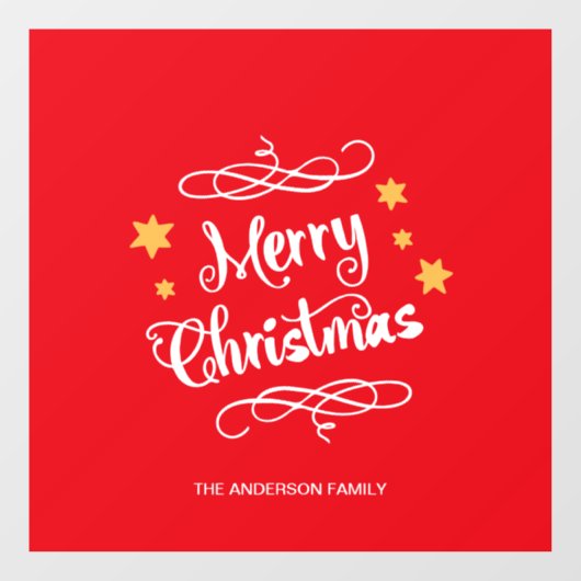 Merry KerstTypografie Red White Raamsticker (Vel)