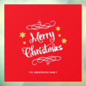 Merry KerstTypografie Red White Raamsticker (Vel 3)