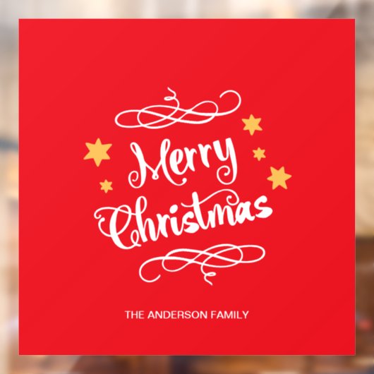 Merry KerstTypografie Red White Raamsticker (Vel 2)