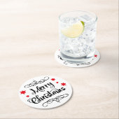 Merry KerstTypografie Red White Ronde Kartonnen Onderzetter (Insitu)