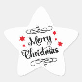 Merry KerstTypografie Red White Ster Sticker (Voorkant)