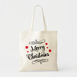 Merry KerstTypografie Red White Tote Bag