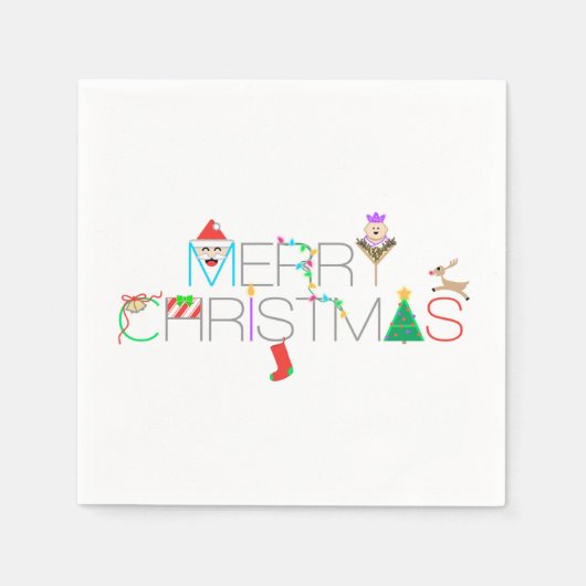 Merry Kersttypografie Servet (Voorkant)