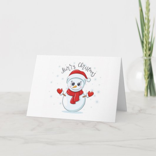 Merry Kersttypografie Snowman Holiday Feestdagen Kaart (Voorkant)