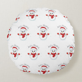 Merry Kersttypografie Snowman Holiday Rond Kussen