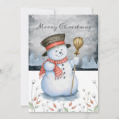 Merry kersttypografie Snowman Personeelsformatie Feestdagenkaart (Voorkant)