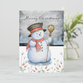 Merry kersttypografie Snowman Personeelsformatie Feestdagenkaart