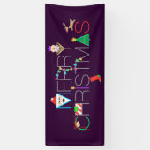 Merry Kersttypografie Spandoek (Verticaal)