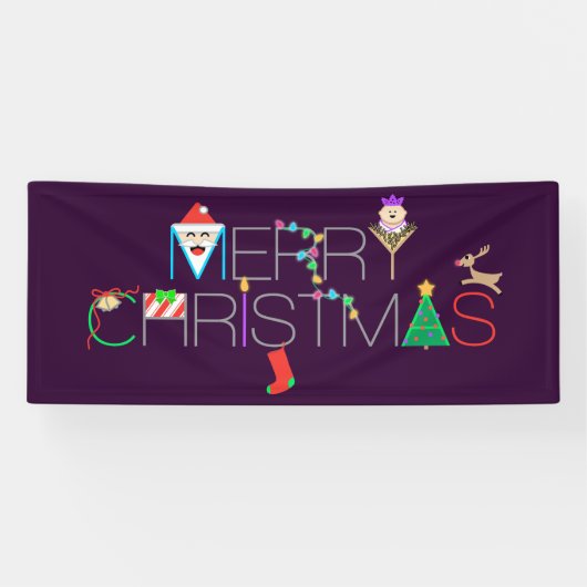 Merry Kersttypografie Spandoek (Horizontaal)