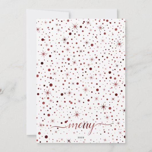 Merry KerstTypography Burgundy 2-Foto Feestdagenkaart (Achterkant)