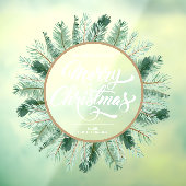 Merry KerstTypography Pine Wreath Raamsticker (Vel 3)