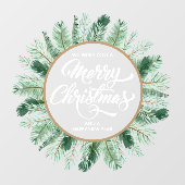 Merry KerstTypography Wreath Raamsticker (Vel)