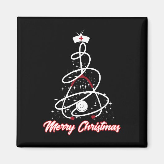 Merry Kerstverpleegster Shirt Yuletide Practitione Magneet (Voorkant)