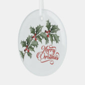 Merry Kerstversient Glas Ornament (Voorkant links)