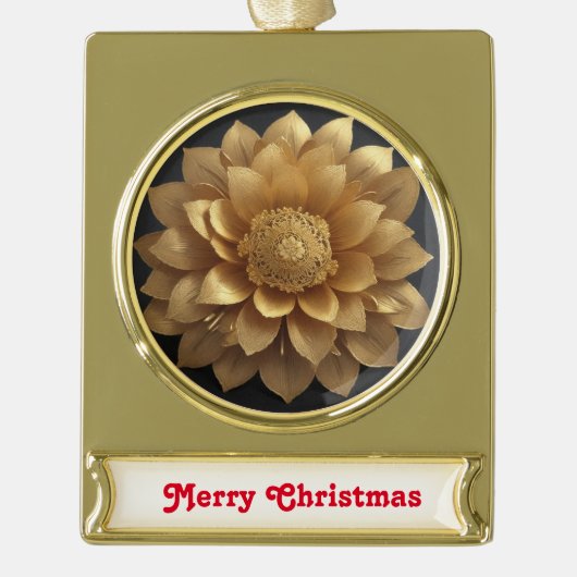 Merry Kerstversient Verguld Banner Ornament (Voorkant)