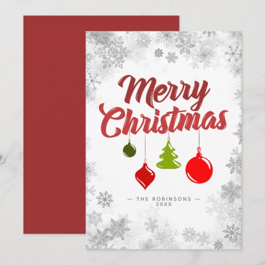 Merry kerstversients Silver Snowflakes Lijst Feestdagenkaart (Voorkant / Achterkant)