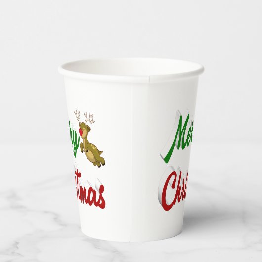 Merry-Kerstvliegerrendierscript Papieren Bekers (Rechts)