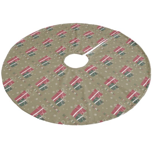 Merry kerstvlooienboomrok fleece kerstboom rok (Gekanteld)