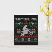 Merry Kerstvut Bike Santa Funny Family Match Kaart (Gele Bloem)