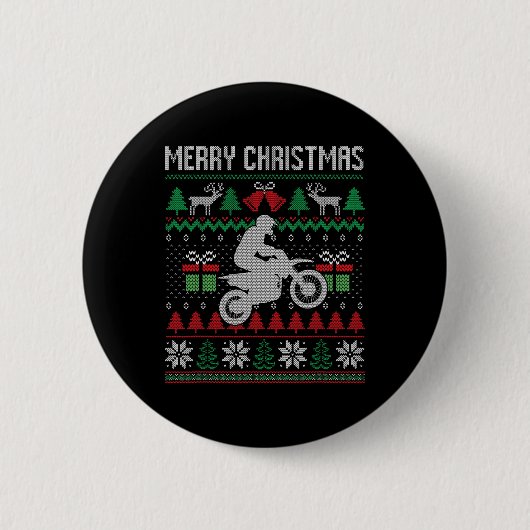 Merry Kerstvut Bike Santa Funny Family Match Ronde Button 5,7 Cm (Voorkant)