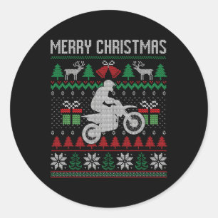 Merry Kerstvut Bike Santa Funny Family Match Ronde Sticker